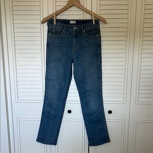 MOTHER Straight-Leg Jeans in Medium Blue Wash